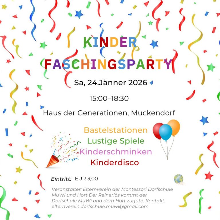 Einladung zu einer Kinder Faschingsparty mit Luftschlangen und Luftballons
